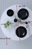 mokaparkavm Kozalak Yuvarlak Katlanabilir Ayaklı Gri Yer Sofrası 60 Cm Çaplı - 4