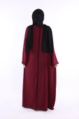 Önden Bağlama Detaylı Abaya 70005 Bordo thumbnail 2