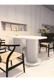 mokaparkavm Yemek Masası Oval Dekoratif Ahşap Ayaklı Beyaz Mutfak Masası - 2