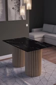 mokaparkavm Bodrum Siyah Mermer Desenli Dekoratif Ayaklı Yemek Masası - 3
