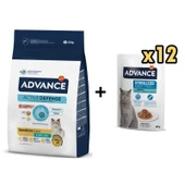 Advance Somonlu Kısırlaştırılmış Kedi Maması 10 Kg + 12 Adet Advance Morina Balıklı Kısır Kedi Pouch Yaş Maması 85 Gr - 1