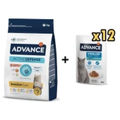 Advance Somonlu Kısırlaştırılmış Kedi Maması 1,5 Kg + 12 Adet Advance Morina Balıklı Kısır Kedi Pouch Yaş Maması 85 Gr - 1