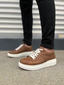 Boost Bağcıklı Deri Erkek Günlük Sneaker Ayakkabı - Taba Beyaz - 2