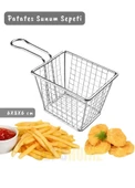 Kare Patates Sunum Sepeti Paslanmaz Çelik Patateslik Kızartmalık   6X8X6 cm - 2