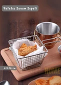 Kare Patates Sunum Sepeti Paslanmaz Çelik Patateslik Kızartmalık   6X8X6 cm - 1