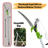Ayarlanabilir 280 cm Teleskopik Alüminyum Saplı Yüksek Yerlerde Ağaç Dal Kesme Budama Makası Testere - 1