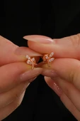 Gümüş rose zirkon taşlı yaprak küpe  SGTL12846ROSE thumbnail 1