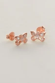 Gümüş rose zirkon taşlı kelebek küpe  SGTL12847ROSE thumbnail 4