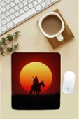 SonicTouch Bilek Destekli Yalnız Kovboy Kırmızı Dikdörtgen Pürüzsüz Yüzey Dikişsiz Mouse Pad 18x22cm - 1