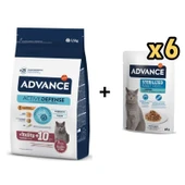 Advance Kısırlaştırılmış +10 Yaşlı  Kedi Maması 1,5 Kg + 6 Adet Advance Morina Balıklı Kısır Kedi Pouch Yaş Maması 85 Gr - 1