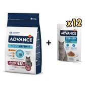 Advance Kısırlaştırılmış +10 Yaşlı  Kedi Maması 1,5 Kg + 12 Adet Advance Morina Balıklı Kısır Kedi Pouch Yaş Maması 85 Gr - 1