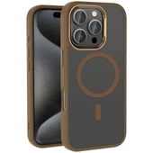 iPhone 16 Pro Max Kılıf M-safe Şarj Özellikli Parlak Kamera Çerçeveli Kost Kapak thumbnail 1