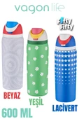 Vagonlife 600 ML Tek Kapak Çift Kullanım Pipetli/Pipetsiz Taşıma Kulplu Çelik Termos -FFVGN044ML600Desenli - 5