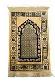 Buhara Tekstil Altın Sarısı ve Siyah Desenli Kadife Seccade - 1