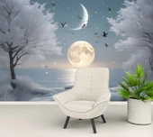 Kış Ay ve Gökyüzü Manzaralı Duvar Kağıdı Baskı thumbnail 6