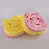 Everklean 2'li Spronge Scrubber Ayıcık Figürlü Çift Yüzeyli Bulaşık Süngeri Temizlik Süngeri Pembe 10x10 - 2