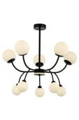 AVONNI AV-60386-10BSY Siyah Boyalı Modern Avize G9 Metal Cam 80cm - 1