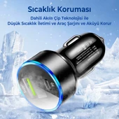 Siyah Araç İçi USB 3.0 Type C 20W Soketli Çakmaklık Güç Adaptörü Tüm Cihazlar 12V-24V - 3