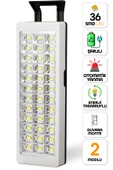 36 LED Şarjlı Işıldak POWER Lambası Otomatik Yanan Fener 2 Kademeli Elektrikli El Feneri 47733 - 1
