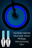 2li Hareket Sensörlü Bisiklet Teker Işığı LED Araba Motor Tekerlek Lambası Sibop Kapağı Mavi 3972 - 6