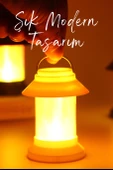 3LÜ Led Mum Sokak Lambası Tip Kulplu Dumansız Pilli Alevli Dekoratif Yapay Mum Işıldak Beyaz 1036-9 - 8