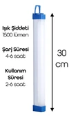 Şarjlı Işıldak Mıknatıslı Kamp Lambası El Feneri 3 MOD Elektrikli Acil Durum Feneri 30cm PR303 - 7