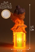 Led Mum Kanatlı Melek Tip Dumansız Pilli Alevli Dekoratif Yapay Mum Işıldak Mor 1037-7 - 5