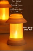 3LÜ Led Mum Sokak Lambası Tip Kulplu Dumansız Pilli Alevli Dekoratif Yapay Mum Işıldak Beyaz 1036-9 - 3