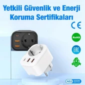 1 Priz 2 USB Çıkışlı Akıllı Priz - Şarj ve Elektrik Girişi Bir Arada, Kompakt Tasarım - 2