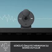 Logitech BRIO 300 Full HD 1080p Gizlilik Kapaklı Mikrofonlu Web Kamerası - Siyah - 4