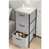 Çocuk Dolabı 3 Çekmeceli Büyük Boy Komodin Sehpa Gri 1621 - 3