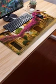 SonicTouch UltraGrand Leylak Çiçekli Taş Evler Dikişsiz Xxl Gaming Oyuncu Masaüstü Mor Klavye Mouse Pad 40x90Cm thumbnail 4