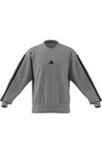 adidas Erkek  Gri  Sweatshirt M 3S FT SWT JE6374 - 8