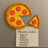 Pizza Dilimi Buzdolabı Magneti (6 Parça) – Not Tutucu - 1