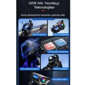 Q58-MAX Radyolu 2 Kişi Bağlantılı Bluetooth Kask Kulaklık Ekranlı Fenerli Müzik ve Telsiz Intercom - 2