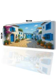 SonicTouch UltraGrand Mavi Beyaz Bodrum Evleri Dikişsiz Xxl Gaming Oyuncu Masaüstü Klavye Mouse Pad 40x90Cm - 2