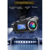 Q58-MAX Radyolu 2 Kişi Bağlantılı Bluetooth Kask Kulaklık Ekranlı Fenerli Müzik ve Telsiz Intercom - 3