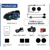 Q28-2X motosiklet kask Bluetooth interkom su geçirmez 1080P Hd sürüş kaydedici kablosuz kamera - 1