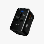 Evrensel Eu Us Au Uk Priz Fiş Çevirici Dönüştürücü Seyahat Adaptörü 2 Type-c 1 Usb Çıkışlı Adaptör thumbnail 2