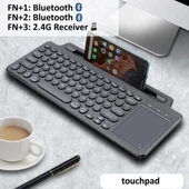 Standlı Bluetooth Klavye Kalemli, Tablet ve Telefon Uyumlu Kablosuz Touchpadli Klavye - 4
