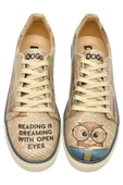 Kadın Vegan Deri Bej Sneakers - The Wise Owl Tasarım - 2