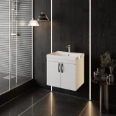 Karen Banyo Ege 60 Cm, Lavabolu Alt Banyo Dolabı, Kapaklı Banyo Alt Dolabı, Seramik Lavabo Dahil - 5