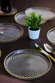 TABAK EVİ Altın Yaldız Cam Pasta Tabağı 16cm 6 lı 2492 thumbnail 1