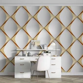 3D Beyaz Altın Panel Duvar Kağıdı Baskı thumbnail 4