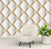 3D Beyaz Altın Panel Duvar Kağıdı Baskı thumbnail 6