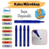 Kalıcı Çıkmaz Koli Kalemi Suya Dayanıklı İşaretleme Markalama Mavi Kalem Metal Cam Çuval 5 ADET - 1