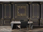 3D Siyah Sütun ve Panel Altın Motif Kağıdı Baskı - 4