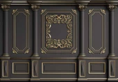 3D Siyah Sütun ve Panel Altın Motif Kağıdı Baskı - 7