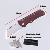 Çok Amaçlı Metal Maket Bıçak Halı Bıçağı Maket Bıçağı 5 Adet Yedek Bıçak Küçük Değiştirilebilir - 2