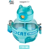 VAGONLİFE 720 ML KILIFLI VE PiPETLİ SU MATARASI Su Yeşil thumbnail 1